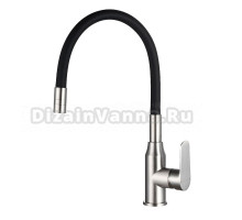 Смеситель одноручный для кухни с гибким изливом, никель/чёрный