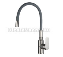 Смеситель одноручный для кухни с гибким изливом, никель/серый
