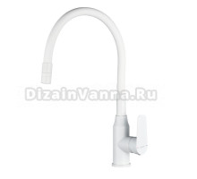 Смеситель одноручный для кухни с гибким изливом, белый матовый