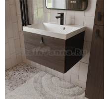 Тумба с раковиной MebelVann Line 60 подвесная, графит, орех, 1 ящик