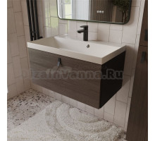 Тумба с раковиной MebelVann Line 80 подвесная, графит, орех, 1 ящик