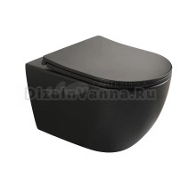 Унитаз подвесной Veconi Ento VEN-52TB безободковый, с микролифтом, матовый черный