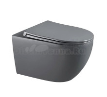 Унитаз подвесной Veconi Ento VEN-52TGR безободковый, с микролифтом, матовый серый