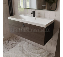 Тумба с раковиной MebelVann Line 100 подвесная, графит, орех, 1 ящик