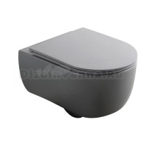 Унитаз подвесной Veconi Rino VRI-49TGR безободковый, с микролифтом, матовый серый