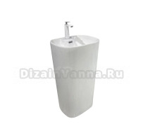 Раковина напольная SantiLine SL-4015 46 глянцевая белая, прямоугольная, моноблок, фаянс