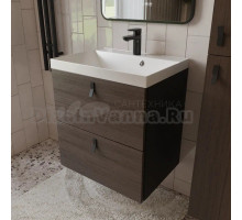 Тумба с раковиной MebelVann Line 60 подвесная, графит, орех, 2 ящика