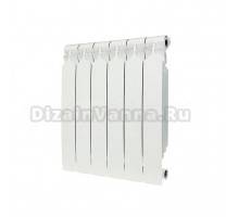 Радиатор алюминиевый секционный Bilux ALM 500 6 секций, боковое проходное подключение, белый