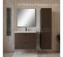 Мебель для ванной комнаты MebelVann Line 80 подвесная, графит, орех, 2 ящика