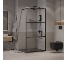 Душевая перегородка Niagara Nova NG-688-10BLACK 100х195, профиль матовый черный, стекло прозрачное