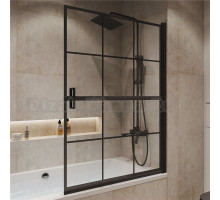 Шторка на ванну Niagara Nova NG-08-90BLACK 90х140, профиль матовый черный, стекло прозрачное с рисунком