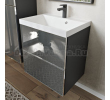 Тумба с раковиной MebelVann Arno 60 подвесная, графит, 2 ящика