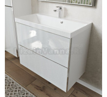 Тумба с раковиной MebelVann Arno 80 подвесная, белая, 2 ящика
