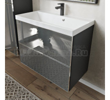 Тумба с раковиной MebelVann Arno 80 подвесная, графит, 2 ящика