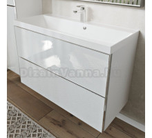 Тумба с раковиной MebelVann Arno 100 подвесная, белая, 2 ящика