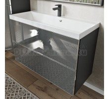 Тумба с раковиной MebelVann Arno 100 подвесная, графит, 2 ящика