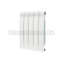 Радиатор биметаллический секционный Bilux Plus R500 5 секций, боковое проходное подключение, белый