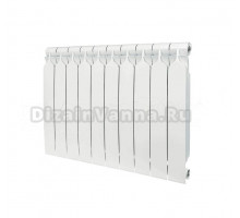 Радиатор биметаллический секционный Bilux Plus R500 10 секций, боковое проходное подключение, белый