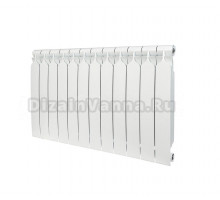 Радиатор биметаллический секционный Bilux Plus R500 12 секций, боковое проходное подключение, белый