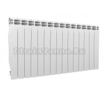 Радиатор алюминиевый секционный Теплоприбор АР1-500 15 секций, боковое проходное подключение, белый RAL 9016
