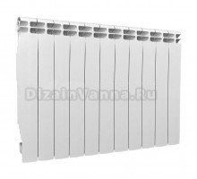 Радиатор алюминиевый секционный Теплоприбор АР1-500 11 секций, боковое проходное подключение, белый RAL 9016