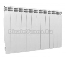 Радиатор алюминиевый секционный Теплоприбор АР1-500 12 секций, боковое проходное подключение, белый RAL 9016