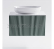 Тумба с раковиной Астра-Форм М-40 70 подвесная, со столешницей, матовая зеленая ncss3005-b80g, столешница глянцевая белая
