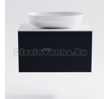 Тумба с раковиной Астра-Форм М-40 70 подвесная, со столешницей, матовая серая ral7024, столешница глянцевая белая