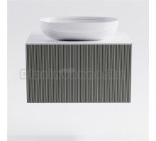 Тумба с раковиной Астра-Форм М-40 80 подвесная, со столешницей, матовая серая ncss3502y, столешница глянцевая белая