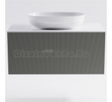 Тумба с раковиной Астра-Форм М-40 90 подвесная, со столешницей, матовая серая ncss3502y, столешница глянцевая белая