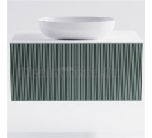 Тумба с раковиной Астра-Форм М-40 100 подвесная, со столешницей, матовая зеленая ncss3005-b80g, столешница глянцевая белая