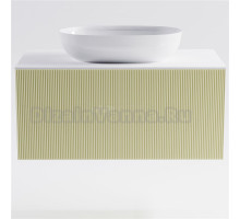 Тумба с раковиной Астра-Форм М-40 100 подвесная, со столешницей, матовая бежевая ral1013, столешница глянцевая белая