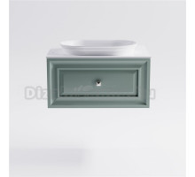 Тумба с раковиной Астра-Форм Шарм 70 подвесная, со столешницей, матовая зеленая ncss3005-b80g, столешница глянцевая белая