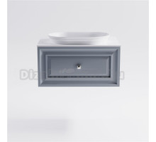 Тумба с раковиной Астра-Форм Шарм 70 подвесная, со столешницей, матовая голубая ncss3005-R80B, столешница глянцевая белая