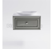 Тумба с раковиной Астра-Форм Шарм 70 подвесная, со столешницей, матовая серая ncss3502y, столешница глянцевая белая