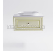 Тумба с раковиной Астра-Форм Шарм 80 подвесная, со столешницей, матовая бежевая ral1013, столешница глянцевая белая