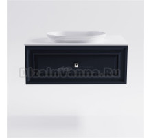 Тумба с раковиной Астра-Форм Шарм 90 подвесная, со столешницей, матовая серая ral7024, столешница глянцевая белая