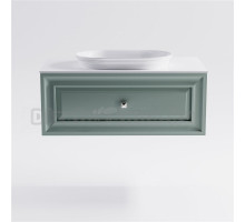 Тумба с раковиной Астра-Форм Шарм 100 подвесная, со столешницей, матовая зеленая ncss3005-b80g, столешница глянцевая белая