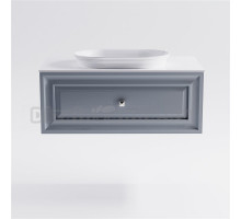 Тумба с раковиной Астра-Форм Шарм 100 подвесная, со столешницей, матовая голубая ncss3005-R80B, столешница глянцевая белая