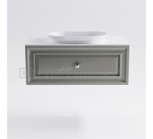 Тумба с раковиной Астра-Форм Шарм 100 подвесная, со столешницей, матовая серая ncss3502y, столешница глянцевая белая