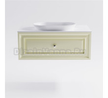 Тумба с раковиной Астра-Форм Шарм 100 подвесная, со столешницей, матовая бежевая ral1013, столешница глянцевая белая