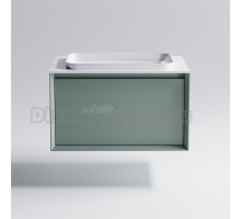 Тумба с раковиной Астра-Форм Фрейм 70 подвесная, со столешницей, матовая зеленая ncss3005-b80g, столешница глянцевая белая