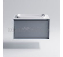 Тумба с раковиной Астра-Форм Фрейм 70 подвесная, со столешницей, матовая голубая ncss3005-R80B, столешница глянцевая белая