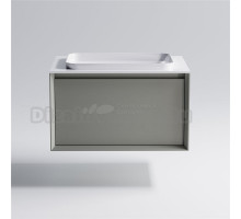 Тумба с раковиной Астра-Форм Фрейм 70 подвесная, со столешницей, матовая серая ncss3502y, столешница глянцевая белая