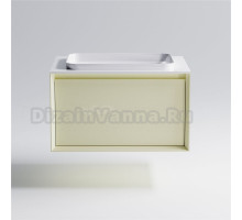 Тумба с раковиной Астра-Форм Фрейм 70 подвесная, со столешницей, матовая бежевая ral1013, столешница глянцевая белая