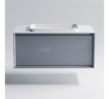 Тумба с раковиной Астра-Форм Фрейм 90 подвесная, со столешницей, матовая голубая ncss3005-R80B, столешница глянцевая белая