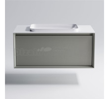 Тумба с раковиной Астра-Форм Фрейм 90 подвесная, со столешницей, матовая серая ncss3502y, столешница глянцевая белая