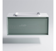 Тумба с раковиной Астра-Форм Фрейм 100 подвесная, со столешницей, матовая зеленая ncss3005-b80g, столешница глянцевая белая
