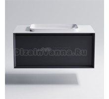 Тумба с раковиной Астра-Форм Фрейм 100 подвесная, со столешницей, матовая серая ral7024, столешница глянцевая белая