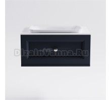 Тумба с раковиной Астра-Форм Классик 70 подвесная, со столешницей, матовая серая ral7024, столешница глянцевая белая, 1 ящик